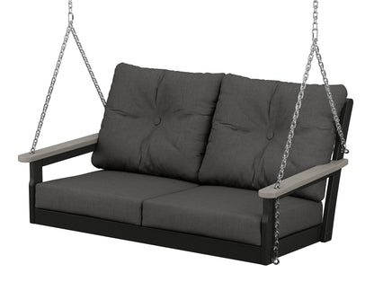 POLYWOOD® Vineyard Deep Seating Swing in Black / Driftwood / Spectrum Carbon