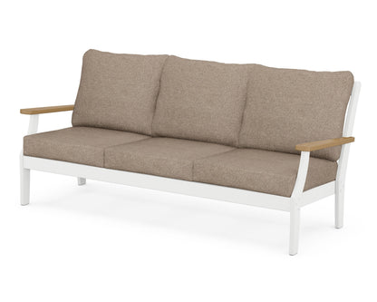 POLYWOOD® Braxton Deep Seating Sofa in White / Natural / Spiced Burlap