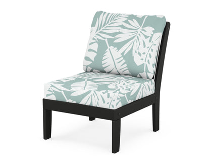 POLYWOOD® Braxton Modular Armless Chair in Black / Leaf Glacier Spa