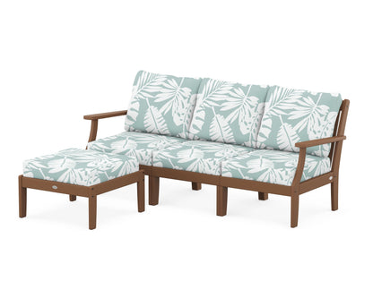 POLYWOOD® Braxton Modular 4-Piece Deep Seating Set with Ottoman in Teak / Leaf Glacier Spa