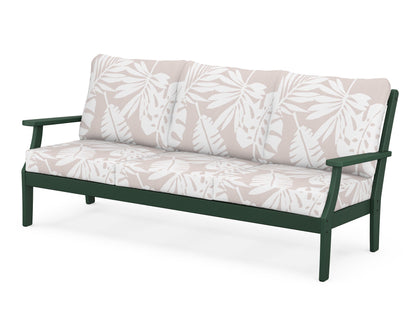POLYWOOD® Braxton Deep Seating Sofa in Green / Leaf Dune Burlap