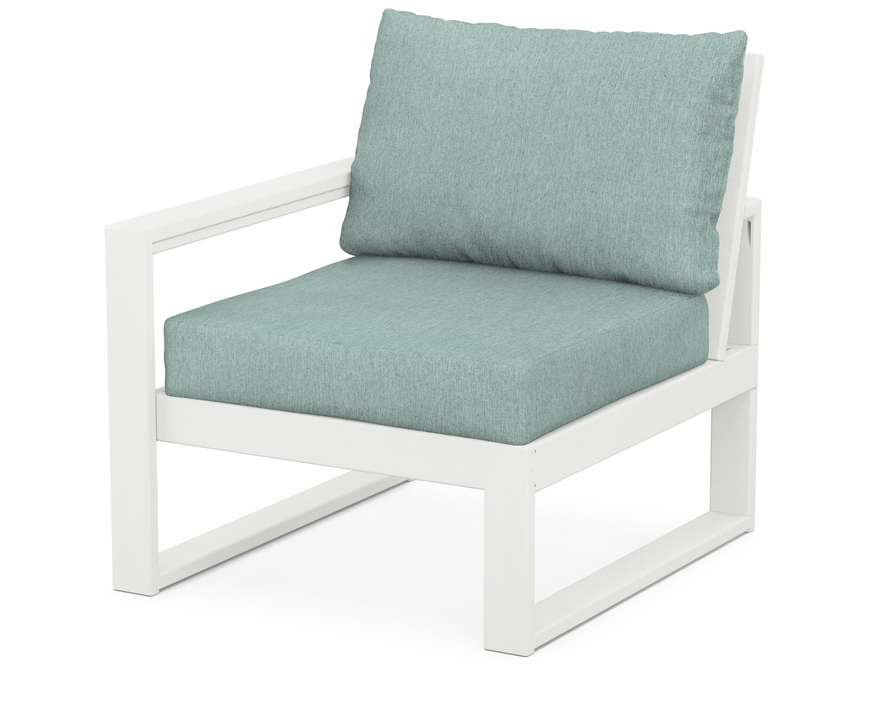 POLYWOOD® EDGE Modular Left Arm Chair in Vintage White / Glacier Spa
