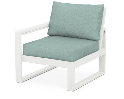 POLYWOOD® EDGE Modular Left Arm Chair in Vintage White / Glacier Spa