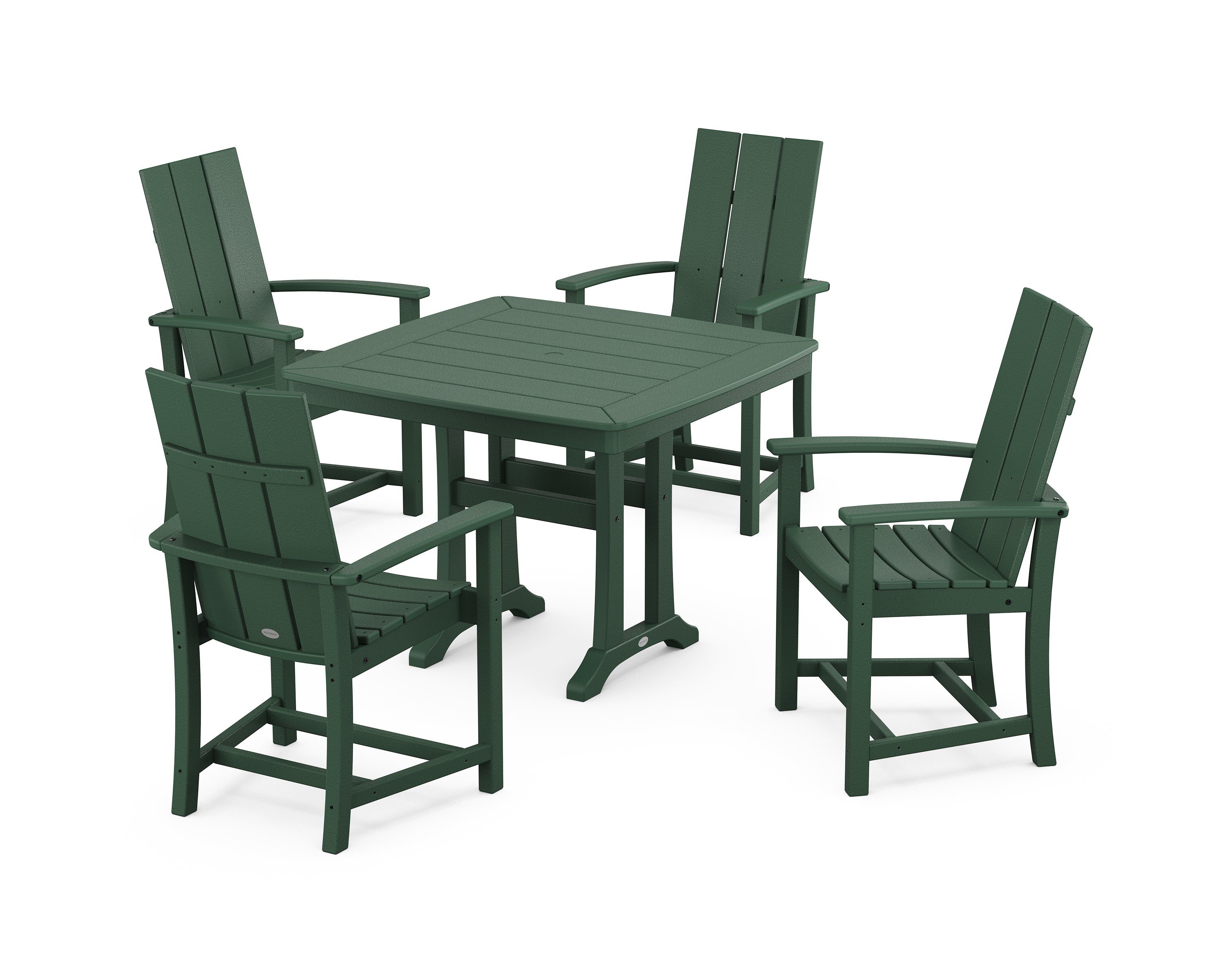 POLYWOOD® Modern Adirondack 5-Piece Dining Set with Trestle Legs in Green