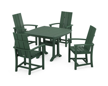 POLYWOOD® Modern Adirondack 5-Piece Dining Set with Trestle Legs in Green