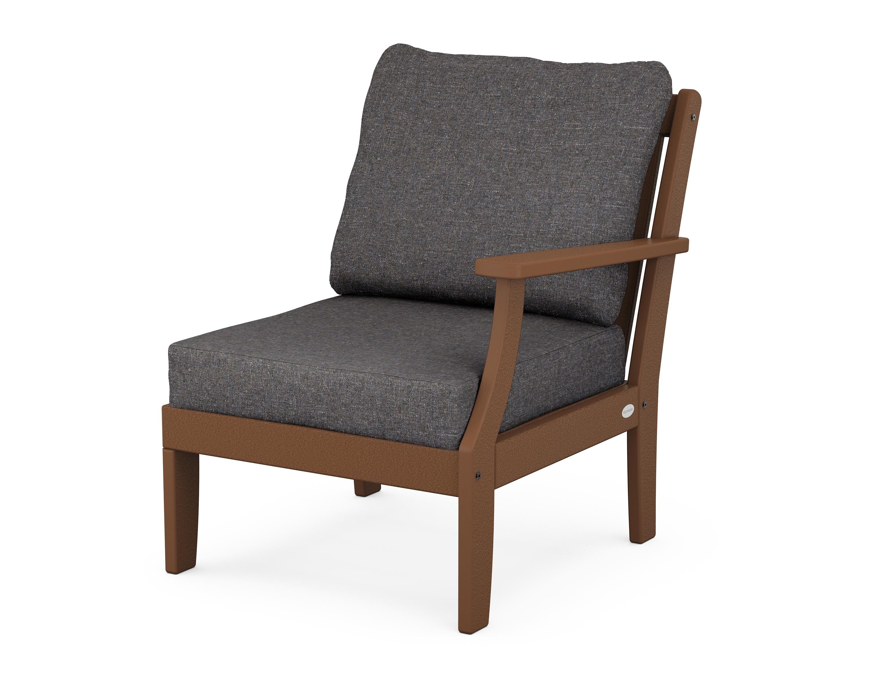 POLYWOOD® Braxton Modular Right Arm Chair in Teak / Ash Charcoal