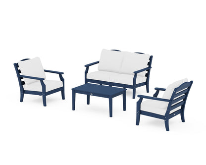 Draper James™ by  POLYWOOD® Savannah 4-Piece Deep Seating Set with Loveseat in Navy / Natural