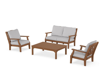 Martha Stewart by POLYWOOD® Chinoiserie 4-Piece Deep Seating Set with Loveseat in Teak / Granite