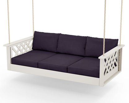 Country Living Wovendale Daybed Swing in Sand / Navy Linen