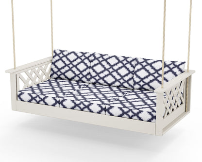 Country Living Wovendale Daybed Swing in Sand / Trellis Navy