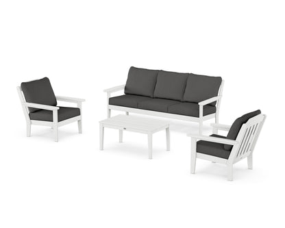 Country Living Cottage 4-Piece Deep Seating Set with Sofa in White / Spectrum Carbon
