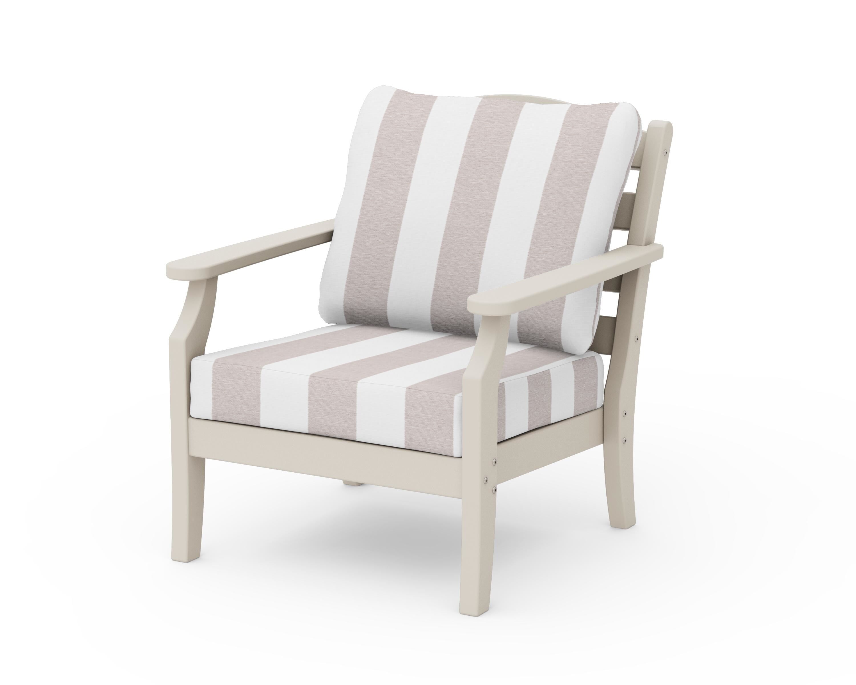 Draper James™ by  POLYWOOD® Savannah Deep Seating Chair in Sand / Cabana Stripe Dune Burlap