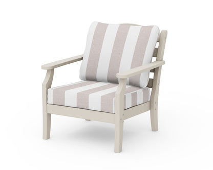 Draper James™ by  POLYWOOD® Savannah Deep Seating Chair in Sand / Cabana Stripe Dune Burlap