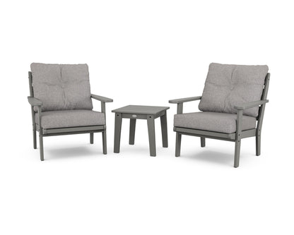 POLYWOOD® Lakeside 3-Piece Deep Seating Chair Set in Slate Grey / Grey Mist