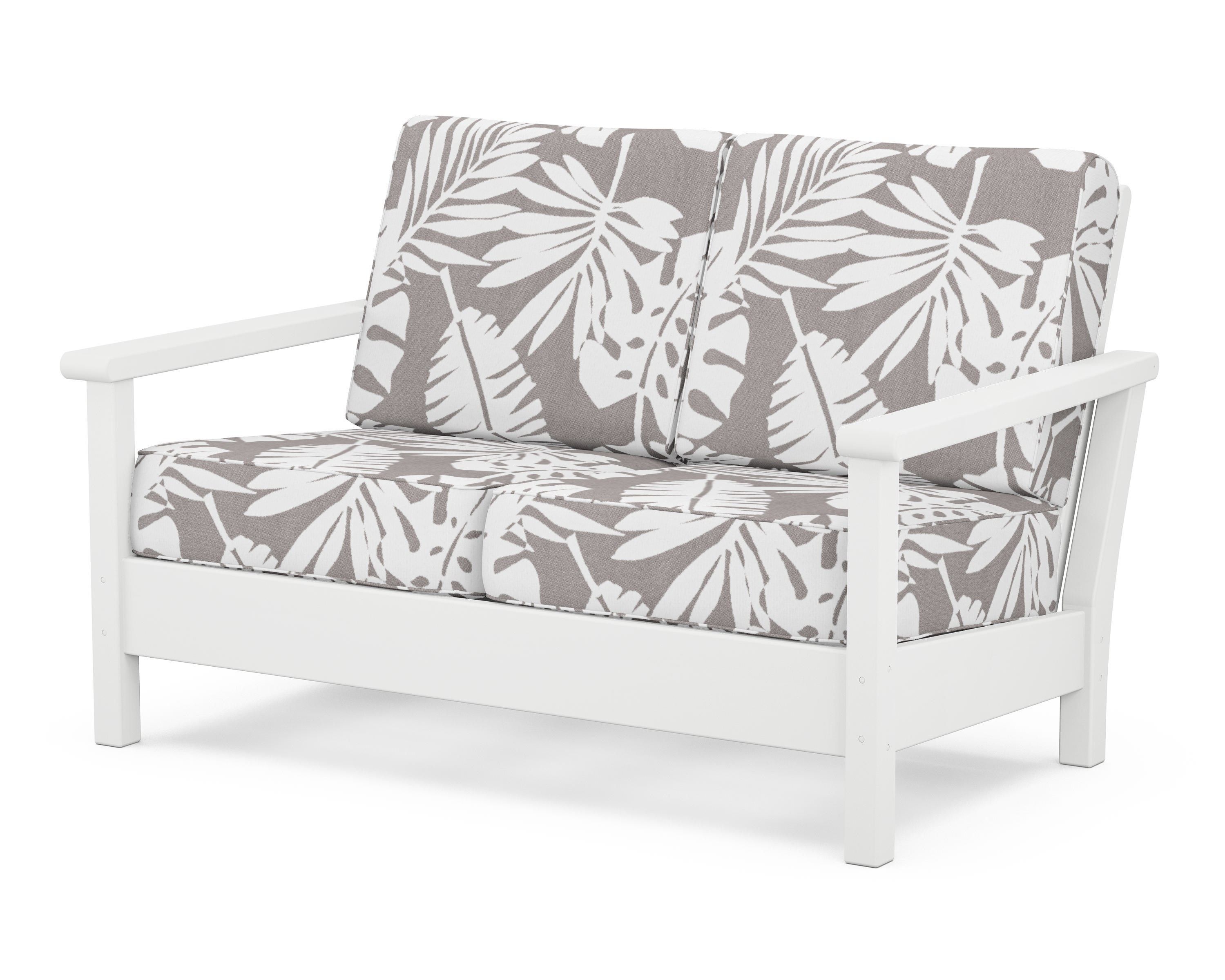 POLYWOOD® Harbour Deep Seating Loveseat in White / Leaf Grey Mist