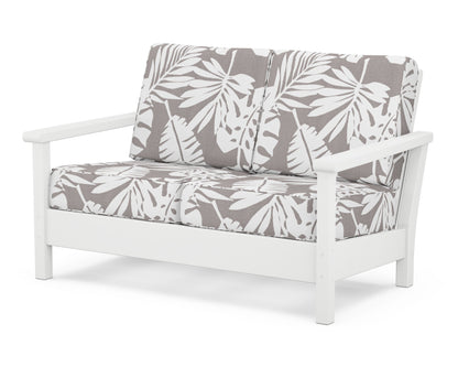 POLYWOOD® Harbour Deep Seating Loveseat in White / Leaf Grey Mist