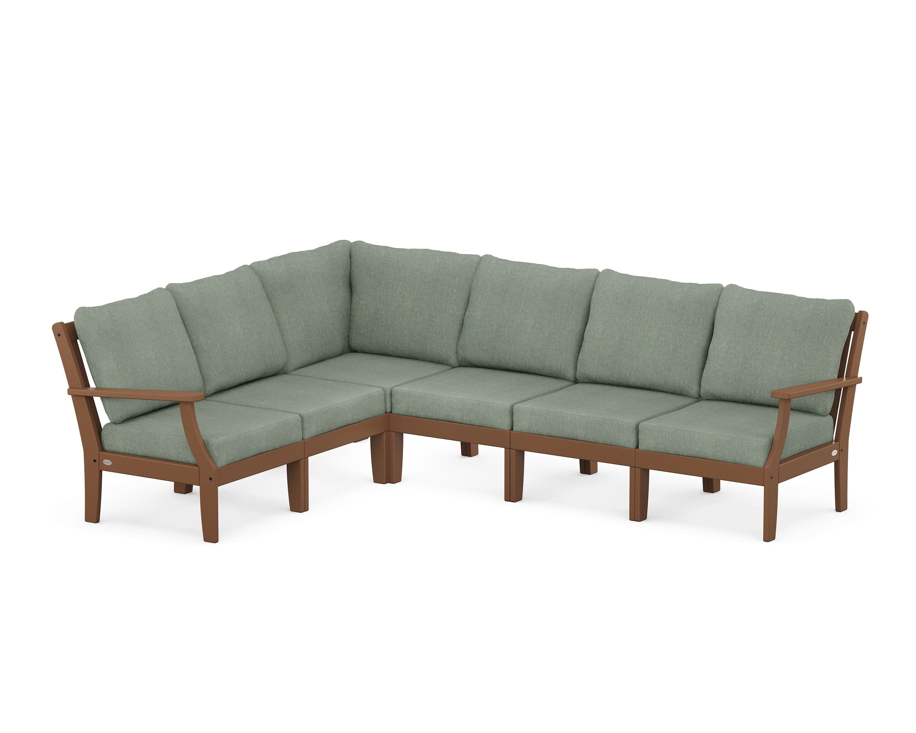POLYWOOD® Braxton Modular 6-Piece Deep Seating Set in Teak / Cast Sage