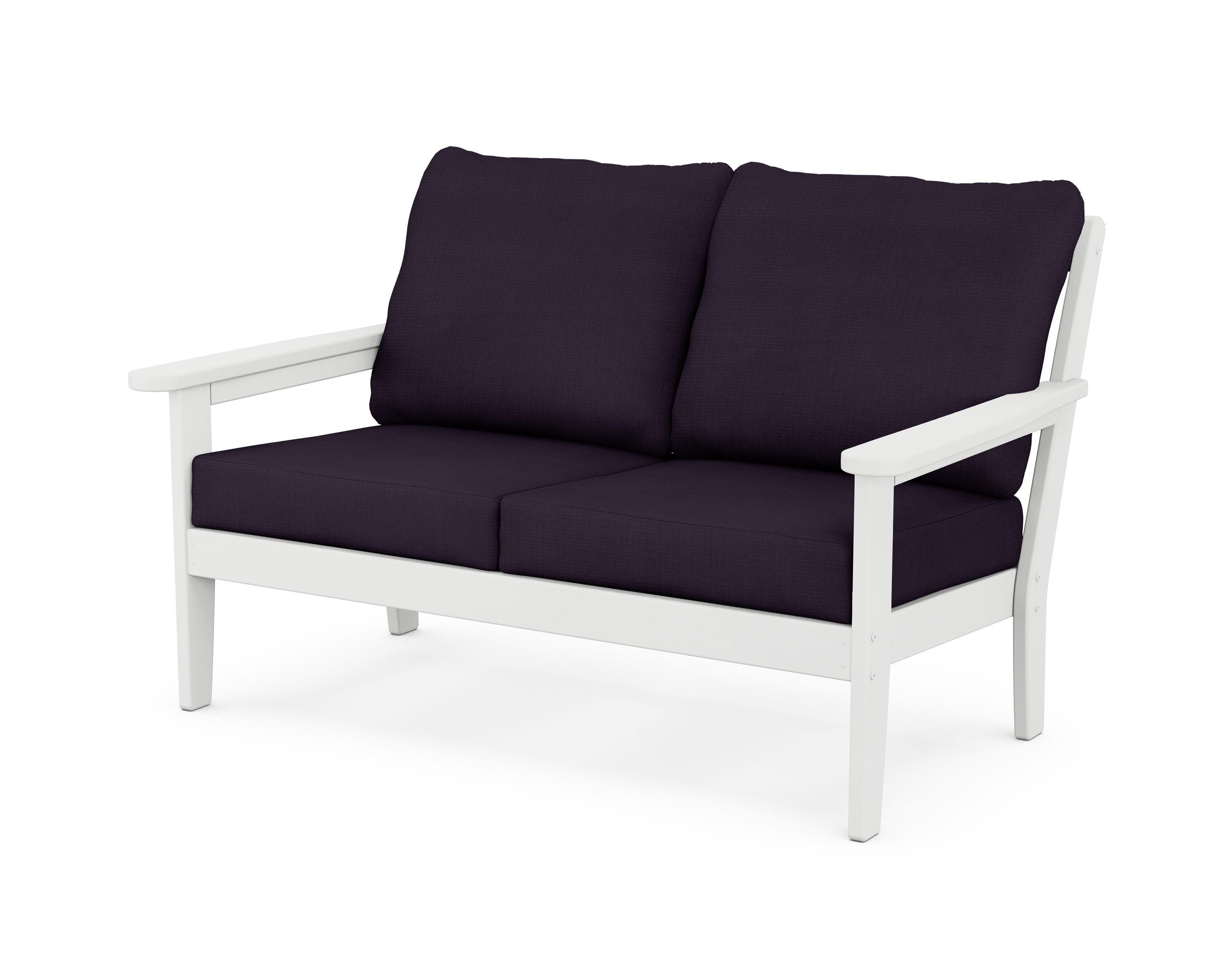 Country Living Cottage Deep Seating Loveseat in White / Navy Linen