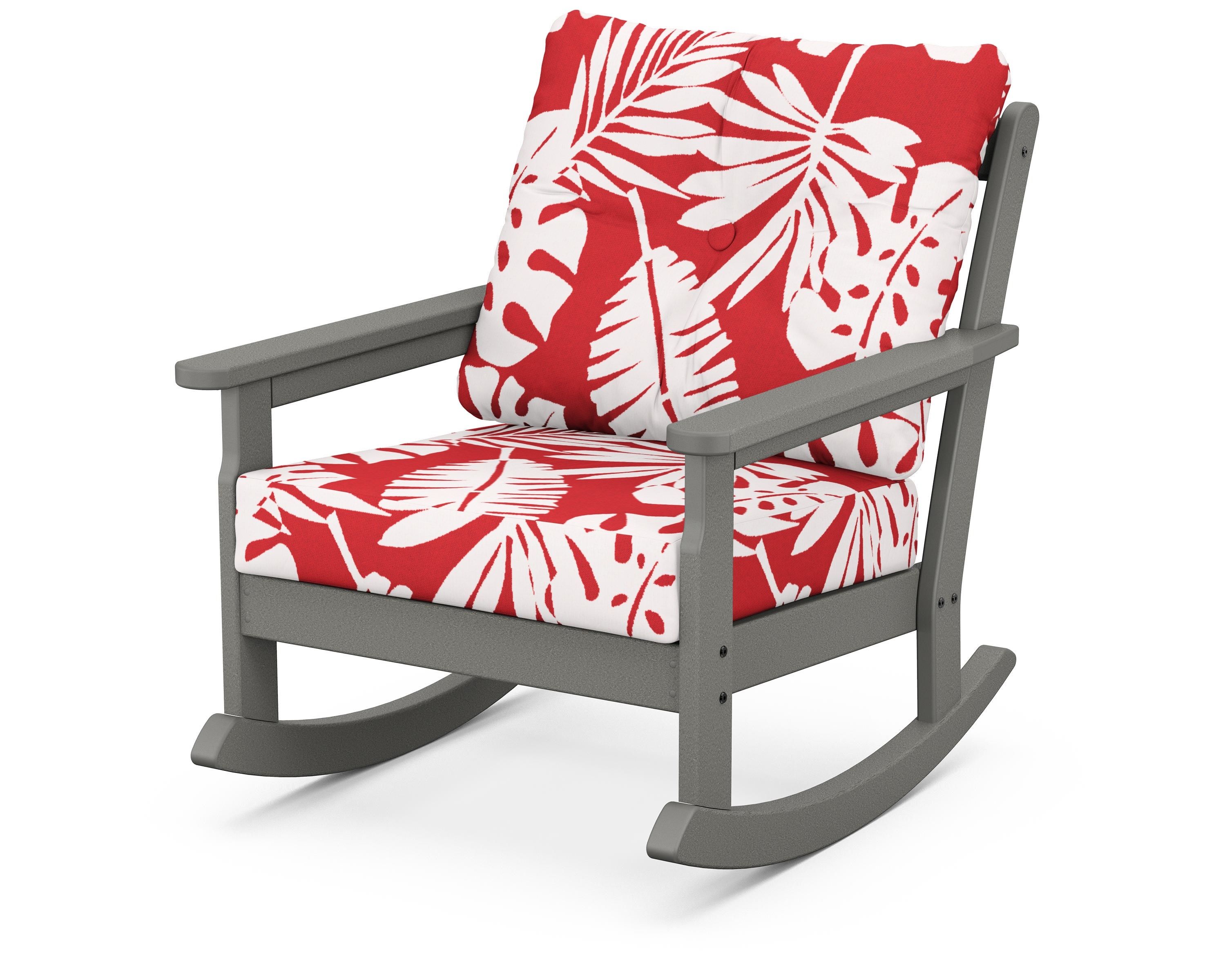 POLYWOOD® Vineyard Deep Seating Rocking Chair in Slate Grey / Leaf Crimson
