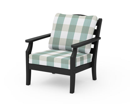 Draper James™ by  POLYWOOD® Savannah Deep Seating Chair in Black / Buffalo Plaid Glacier Spa