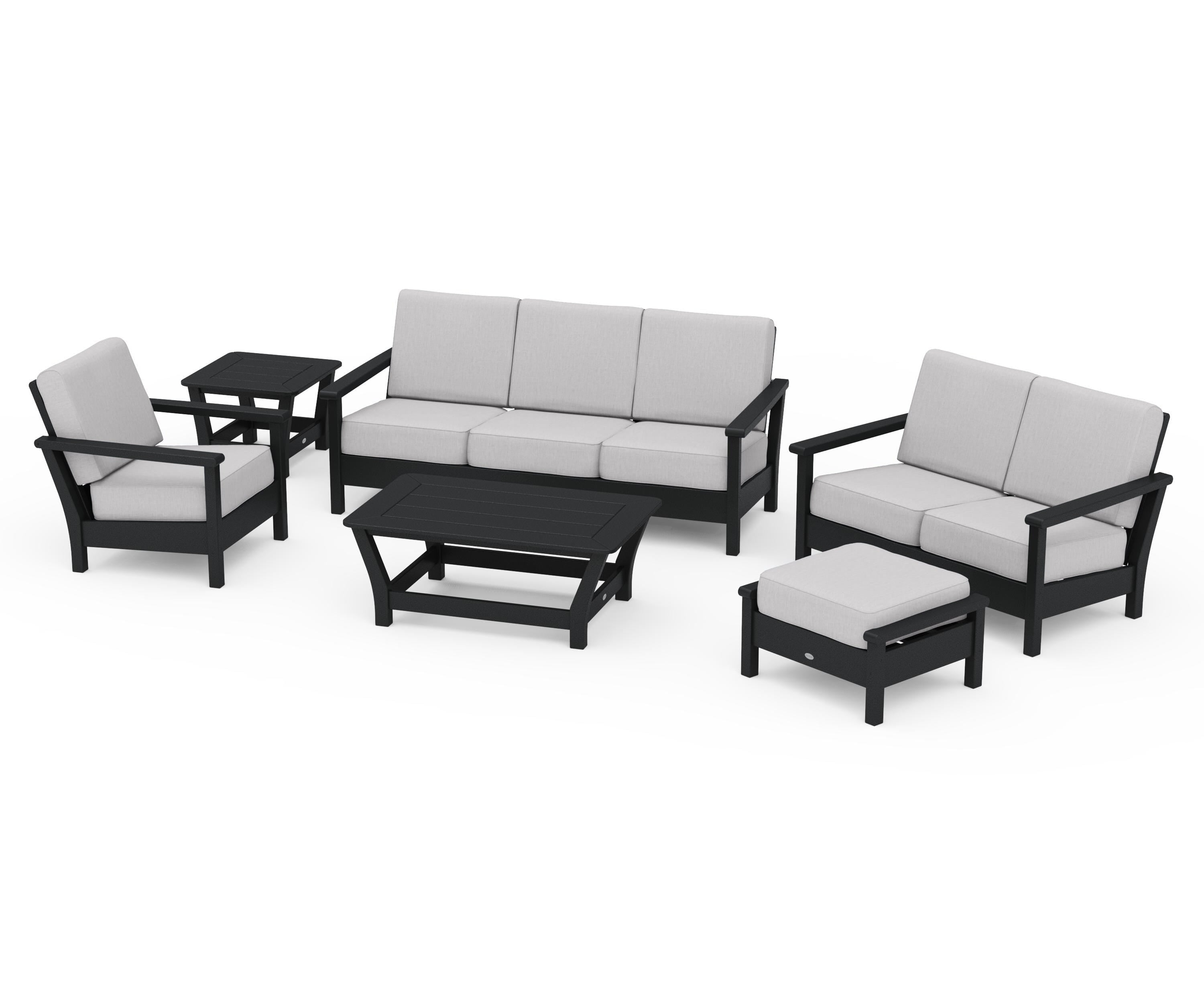POLYWOOD® Harbour 6-Piece Outdoor Living Set in Black / Granite