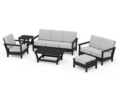 POLYWOOD® Harbour 6-Piece Outdoor Living Set in Black / Granite