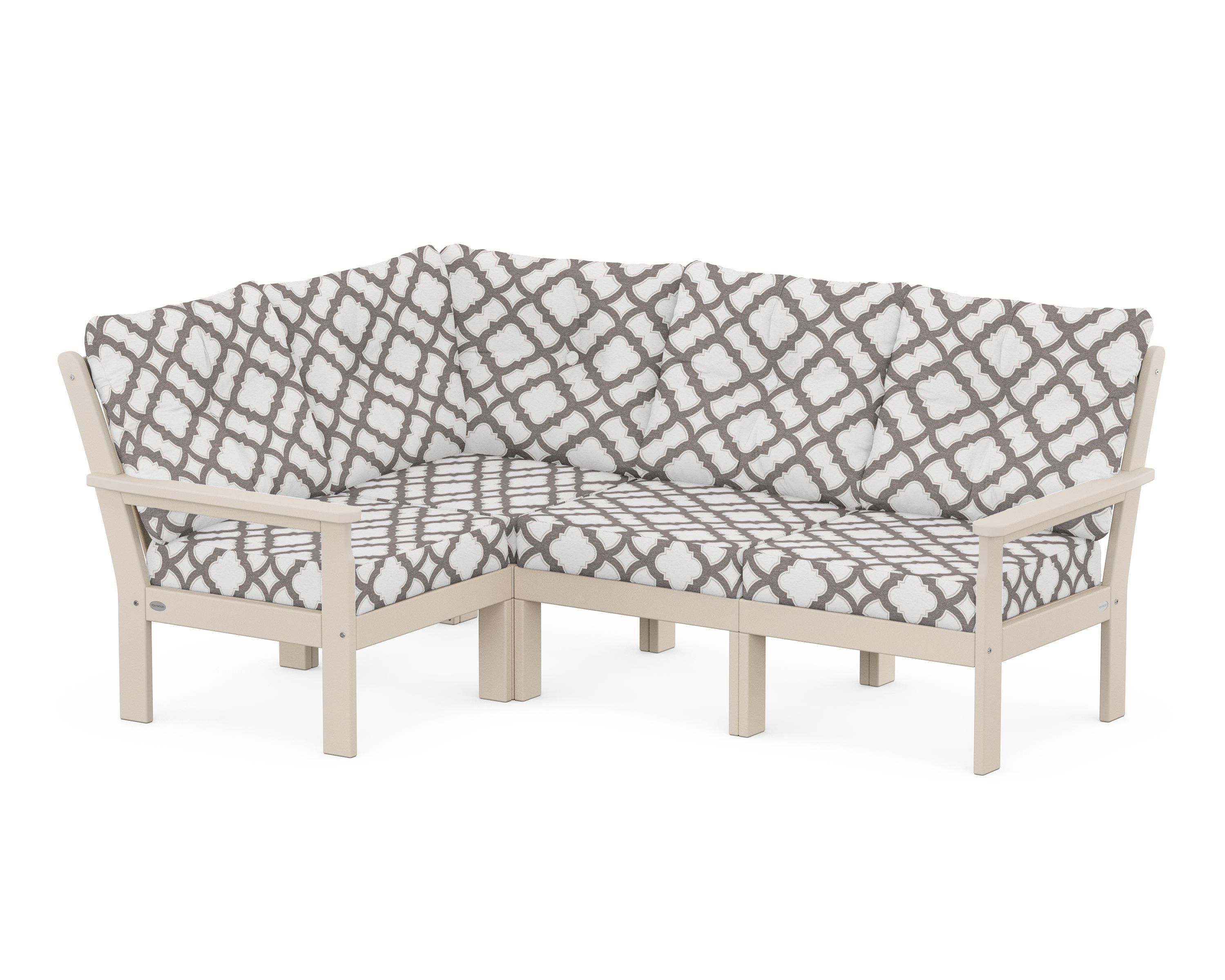 POLYWOOD® Vineyard 4-Piece Sectional in Sand / Trellis Grey Mist