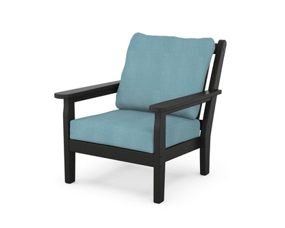 POLYWOOD® Chippendale Deep Seating Chair in Black / Lattice Sky Blue