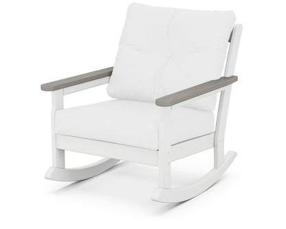 POLYWOOD® Vineyard Deep Seating Rocking Chair in White / Driftwood / Natural