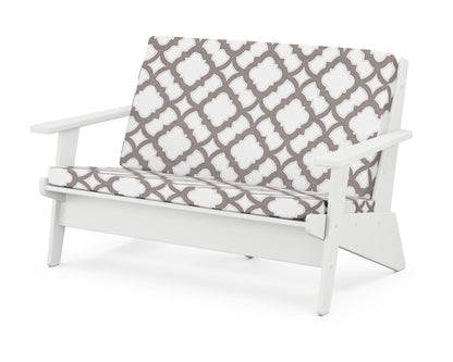 POLYWOOD® Riviera Modern Lounge Loveseat in White / Trellis Grey Mist