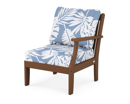 POLYWOOD® Braxton Modular Right Arm Chair in Teak / Leaf Sky Blue