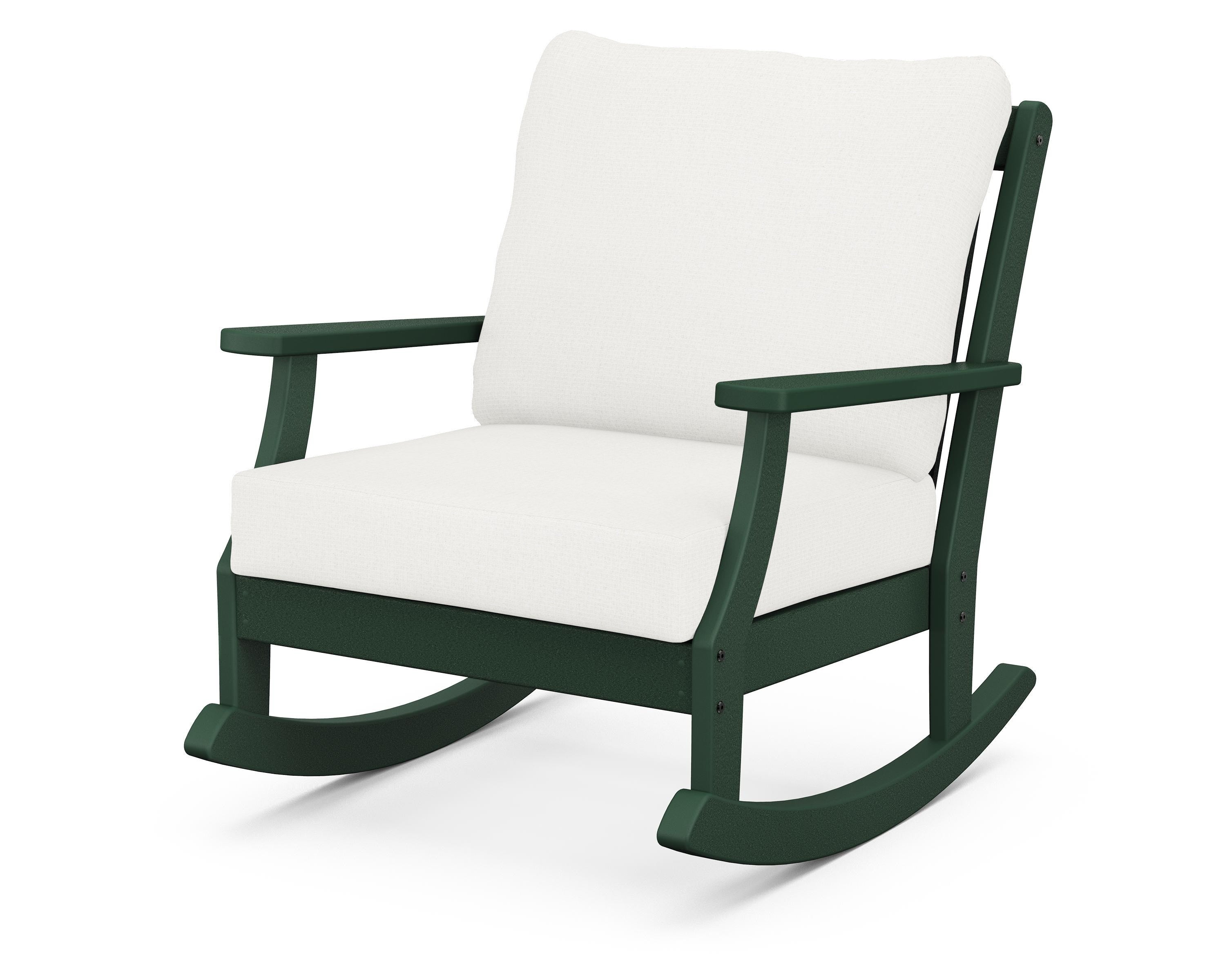 POLYWOOD® Braxton Deep Seating Rocking Chair in Green / Natural Linen