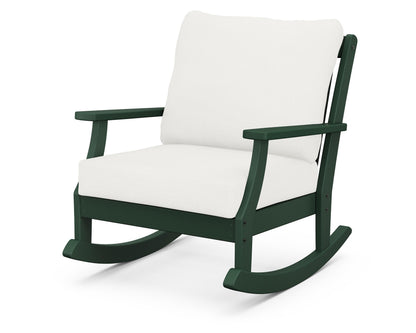 POLYWOOD® Braxton Deep Seating Rocking Chair in Green / Natural Linen