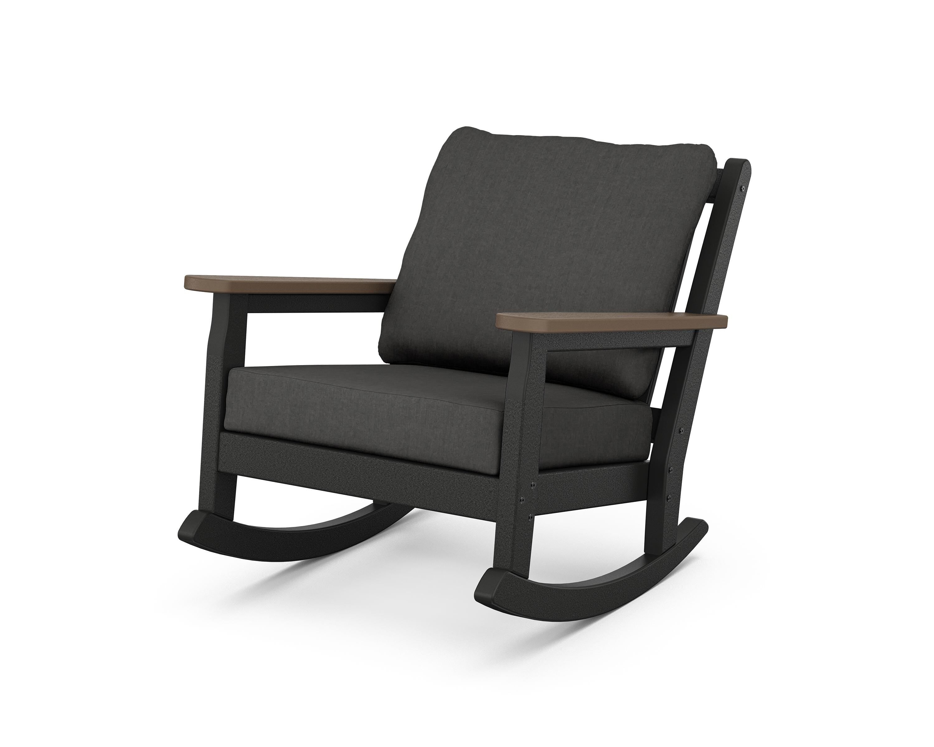 POLYWOOD® Chippendale Deep Seating Rocking Chair in Black / Kona / Spectrum Carbon