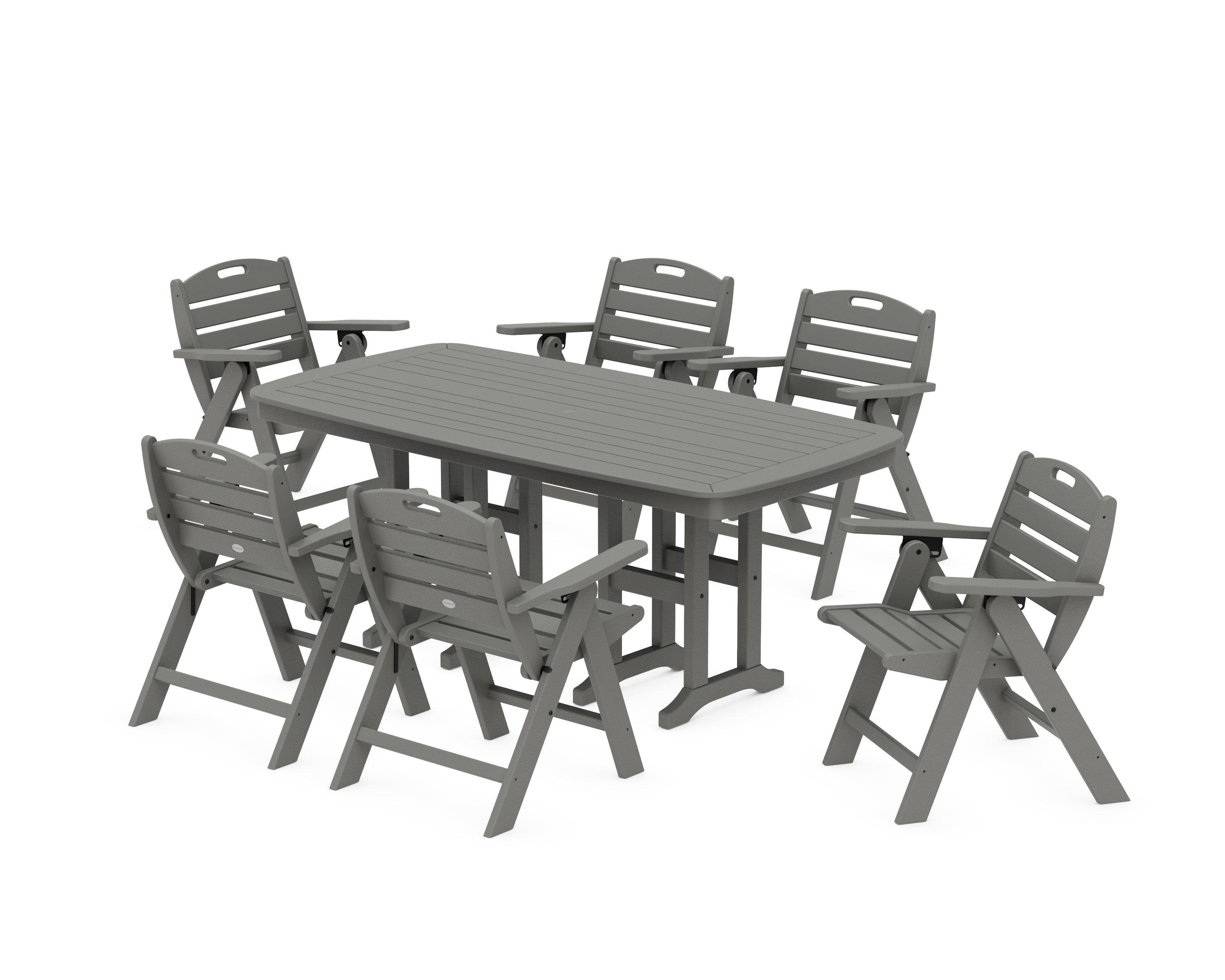 POLYWOOD® Nautical Lowback 7-Piece Dining Set in Slate Grey