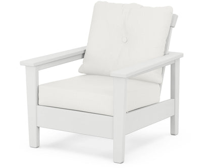 POLYWOOD® Prescott Deep Seating Chair in White / Natural Linen