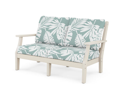 Martha Stewart by POLYWOOD® Chinoiserie Deep Seating Loveseat in Sand / Leaf Glacier Spa