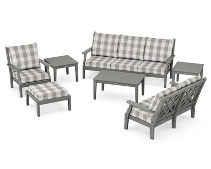Country Living Wovendale 7-Piece Deep Seating Set in Slate Grey / Buffalo Plaid Grey Mist