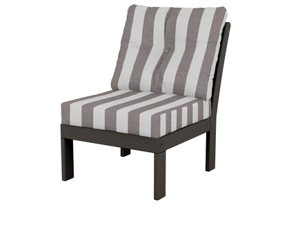 POLYWOOD® Vineyard Modular Armless Chair in Vintage Coffee / Cabana Stripe Grey Mist