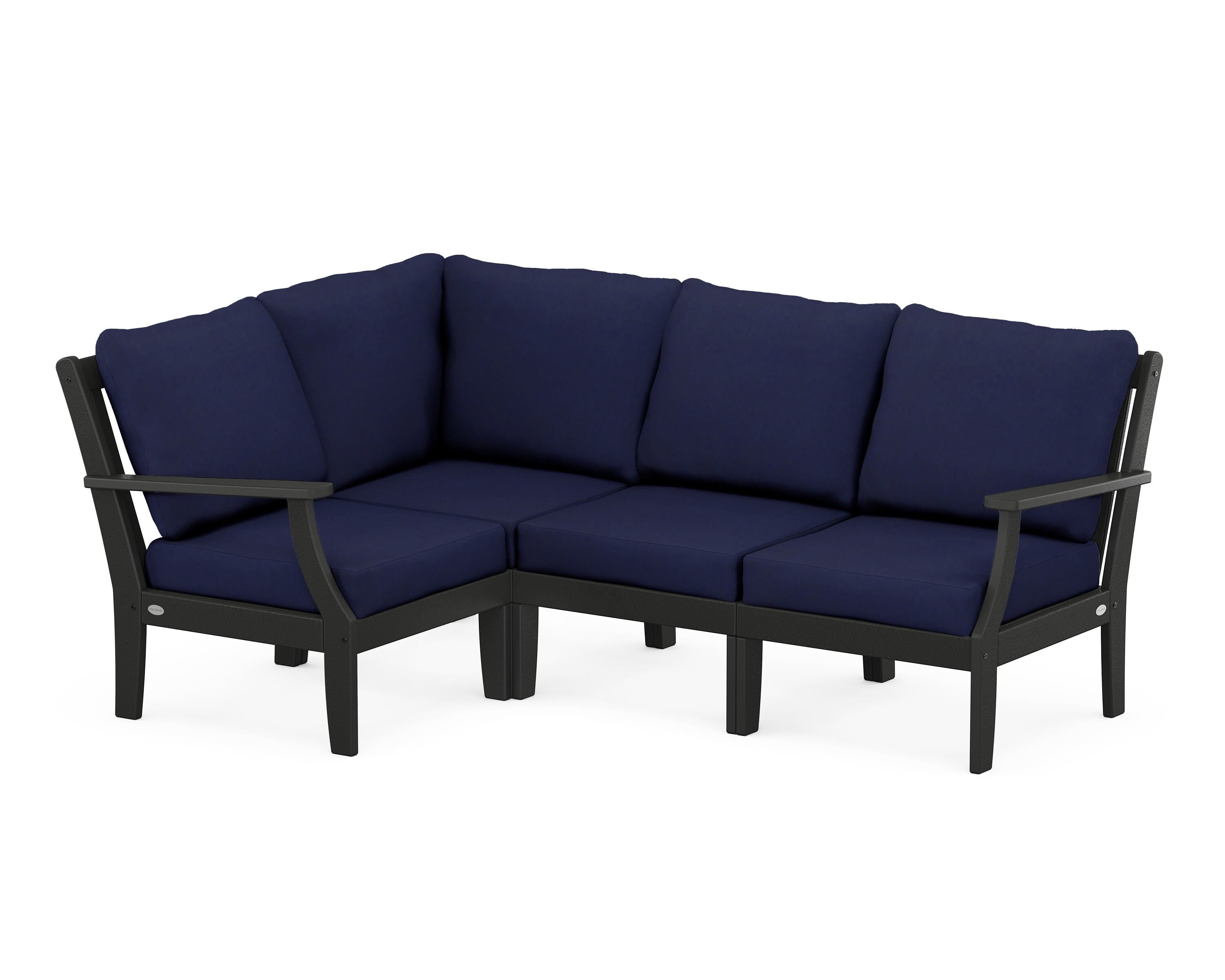POLYWOOD® Braxton Modular 4-Piece Deep Seating Set in Black / Navy