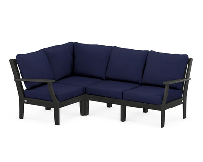 POLYWOOD® Braxton Modular 4-Piece Deep Seating Set in Black / Navy