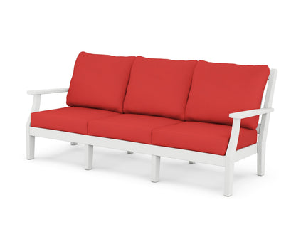 Martha Stewart by POLYWOOD® Chinoiserie Deep Seating Sofa in White / Crimson Linen