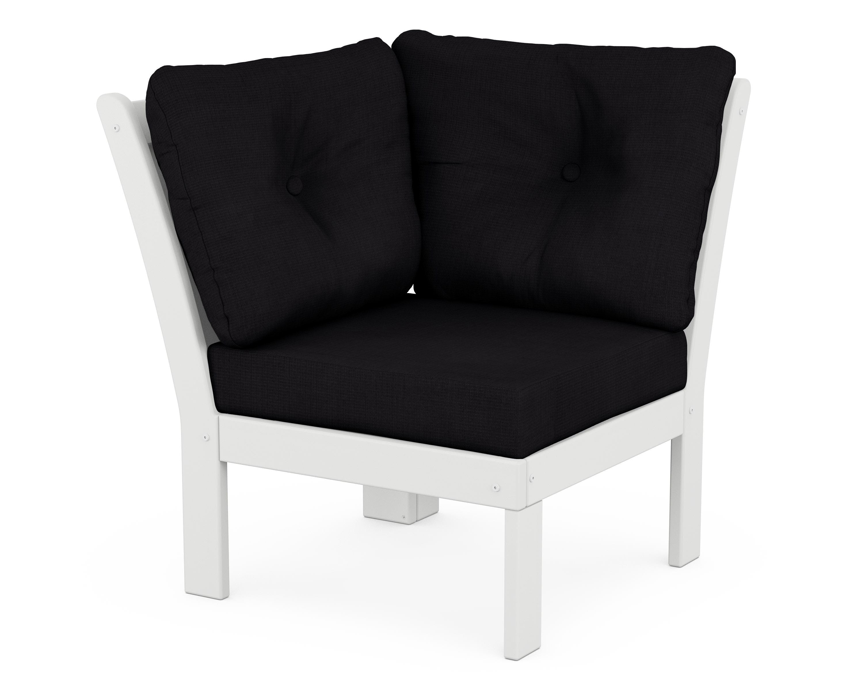 POLYWOOD® Vineyard Modular Corner Chair in White / Midnight Linen