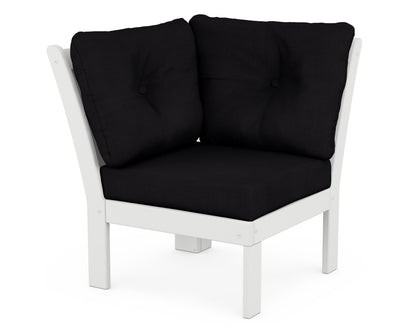 POLYWOOD® Vineyard Modular Corner Chair in White / Midnight Linen