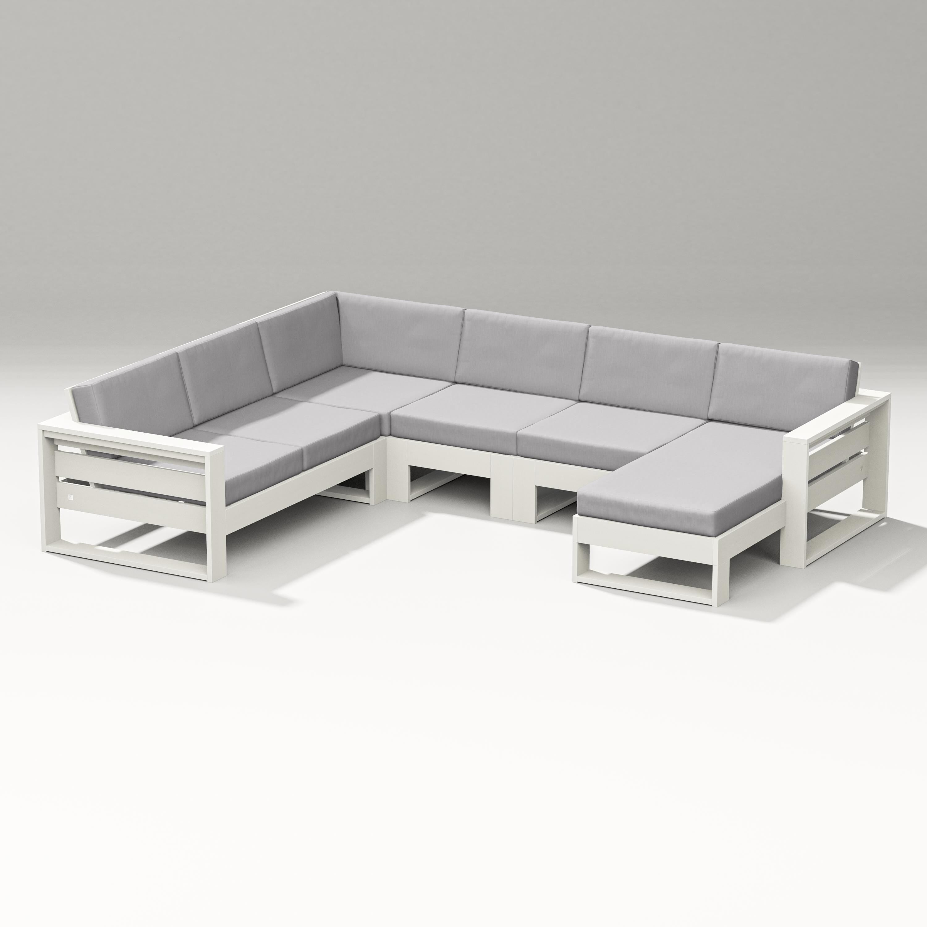 PW Designer Series Latitude Corner Sectional with Right Chaise in Vintage White / Granite