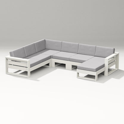 PW Designer Series Latitude Corner Sectional with Right Chaise in Vintage White / Granite