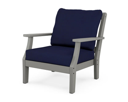Martha Stewart by POLYWOOD® Chinoiserie Deep Seating Chair in Slate Grey / Navy