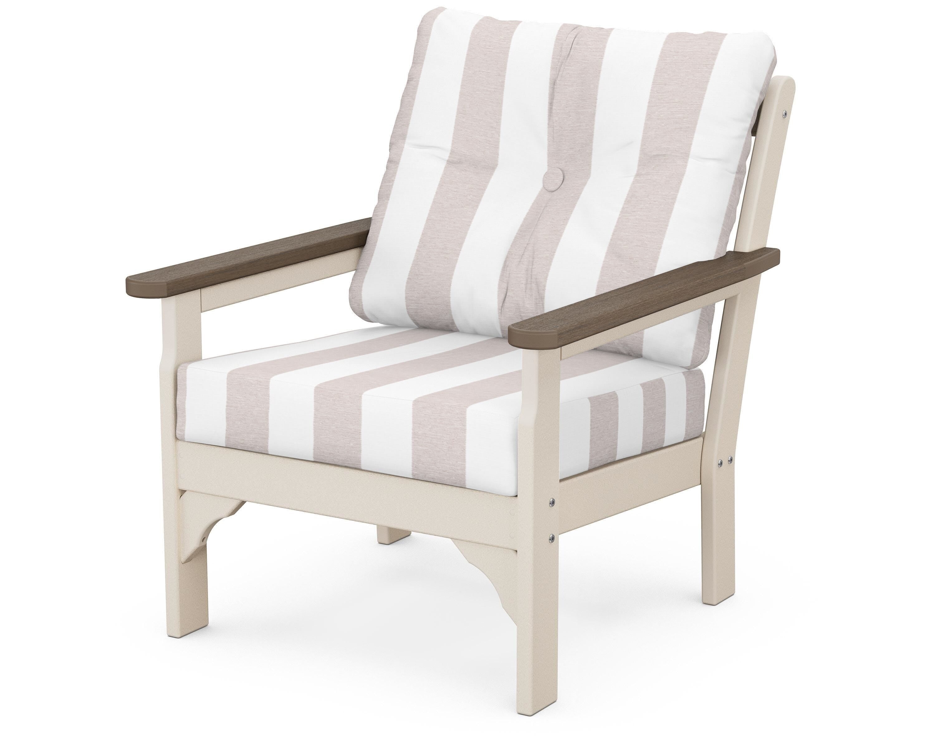 POLYWOOD® Vineyard Deep Seating Chair in Sand / Kona / Cabana Stripe Dune Burlap