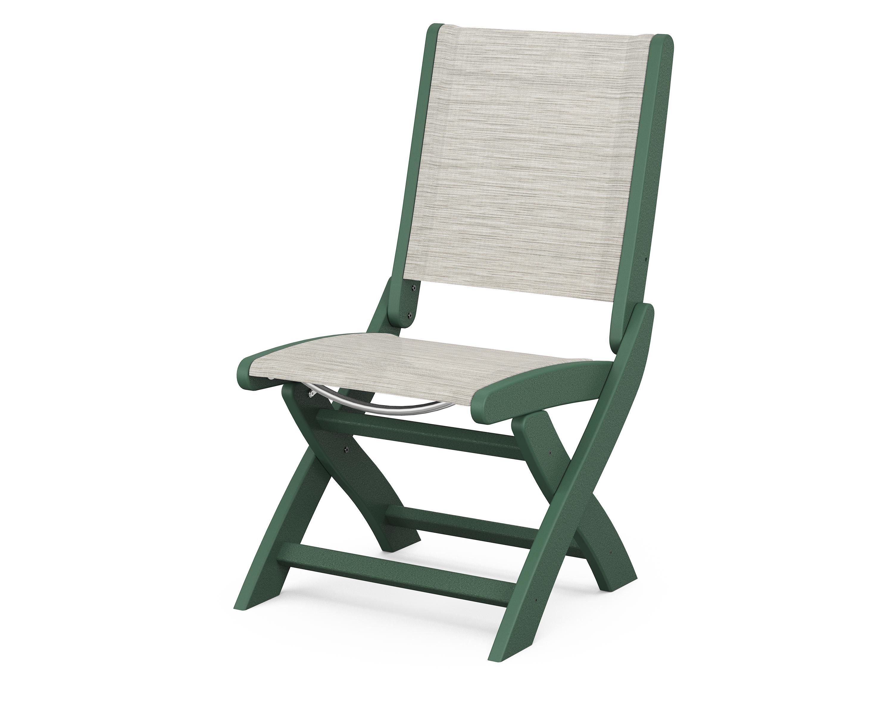 POLYWOOD® Coastal Folding Side Chair in Green / Birch Sling