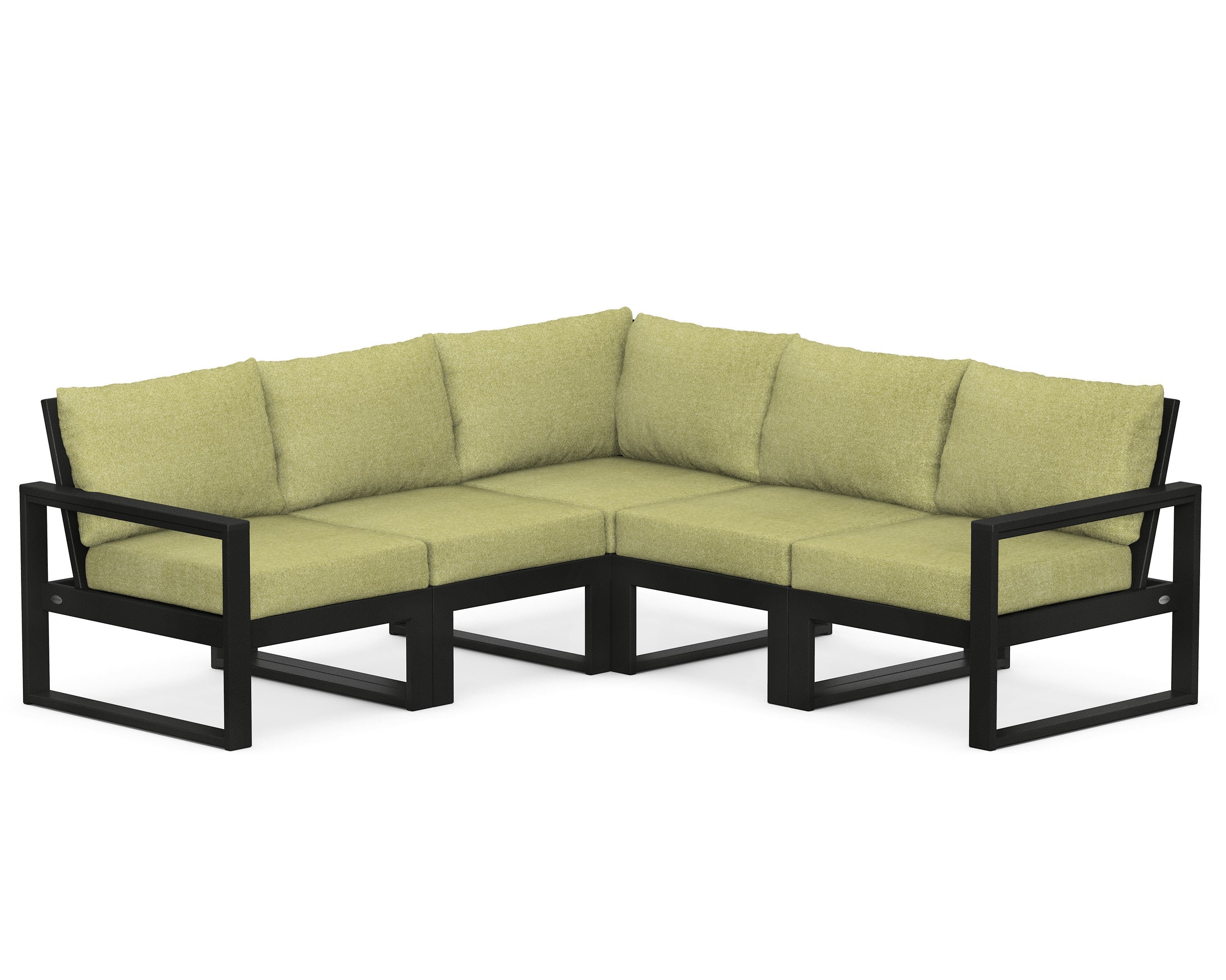 POLYWOOD® EDGE 5-Piece Modular Deep Seating Set in Black / Chartreuse Boucle
